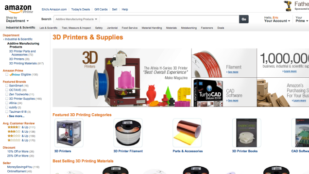 Amazon Has a 3D Printer Section Now